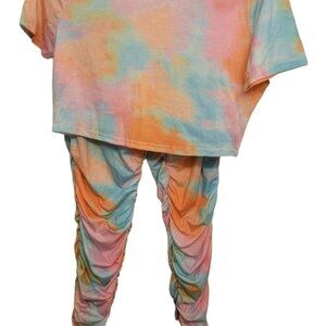 Plus size tye dye shirt & pants set
